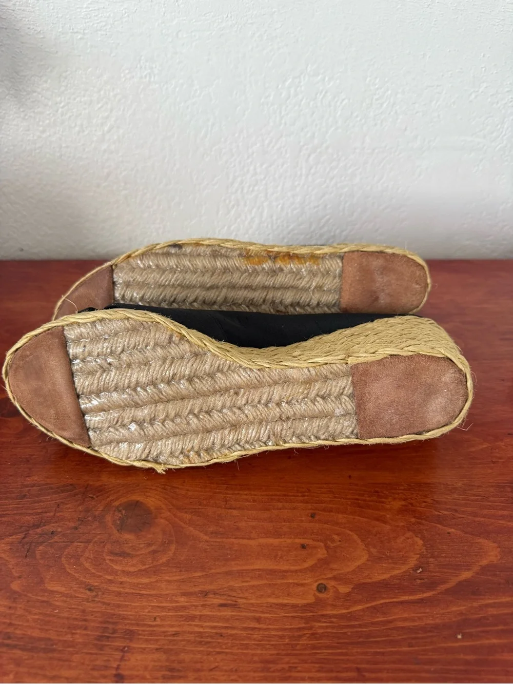 Lauren Ralph Lauren Black Peep-Toe Espadrille Flats